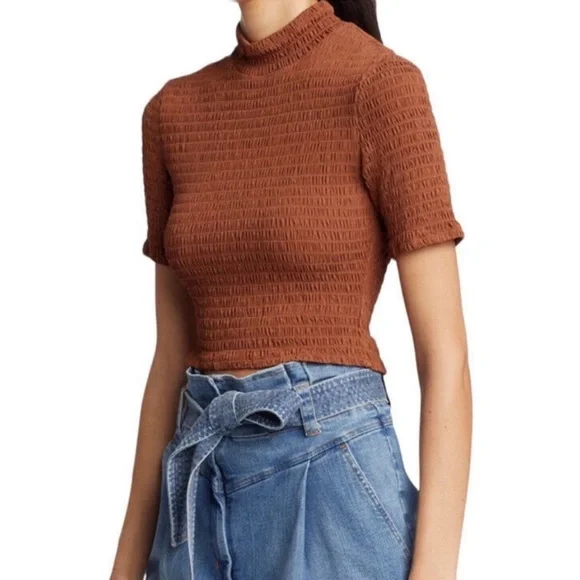 A.L.C. Dana Smocked Top in Deep Amber - Picture 3 of 11